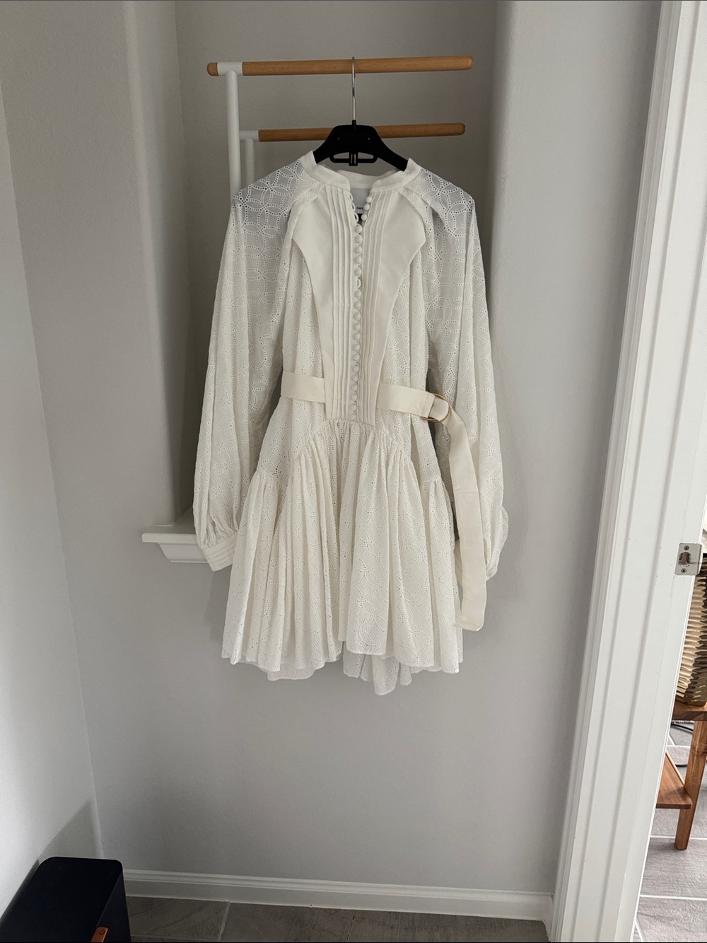 Acler White Eyelet Mini Dress with Belt